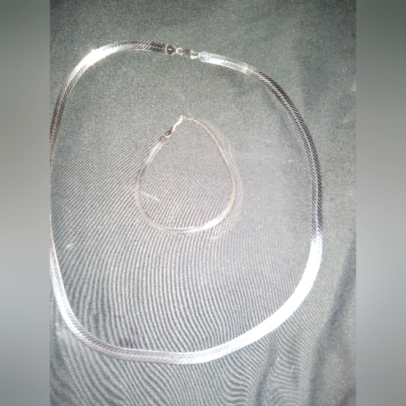 Herringbone real silver set - Picture 1 of 4
